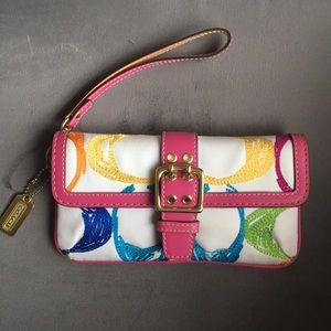 COACH Stitched Signature Multicolor Wristlet